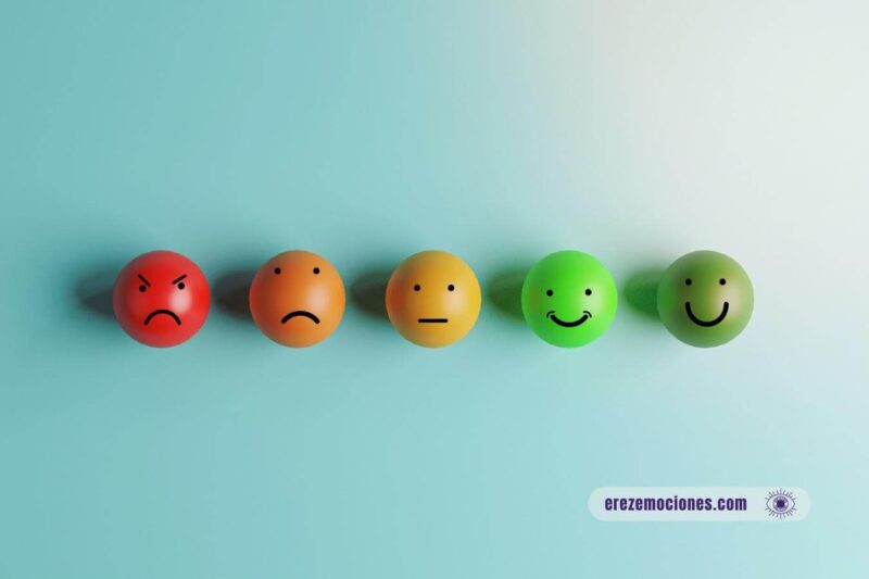 ruedas de emociones de colores con caras dibujadas de diferentes emociones